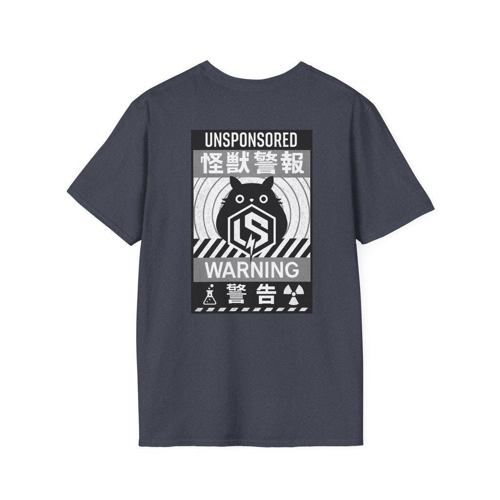 Tanuki Kaiju Warning T-Shirt — 'UNSPONSORED' Retro Monster Graphic Tee