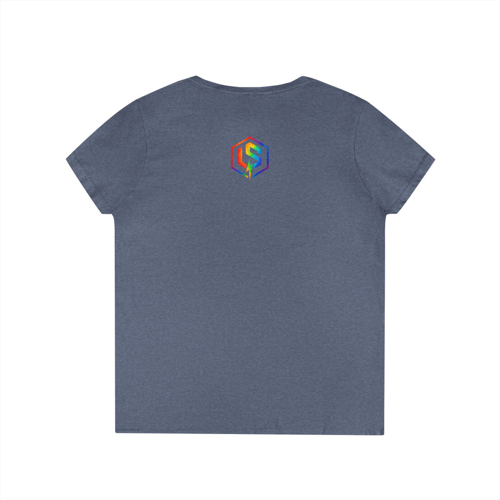 Womens' V-Neck T-Shirt — Rainbow "UNSPONSORED" Logo Tee
