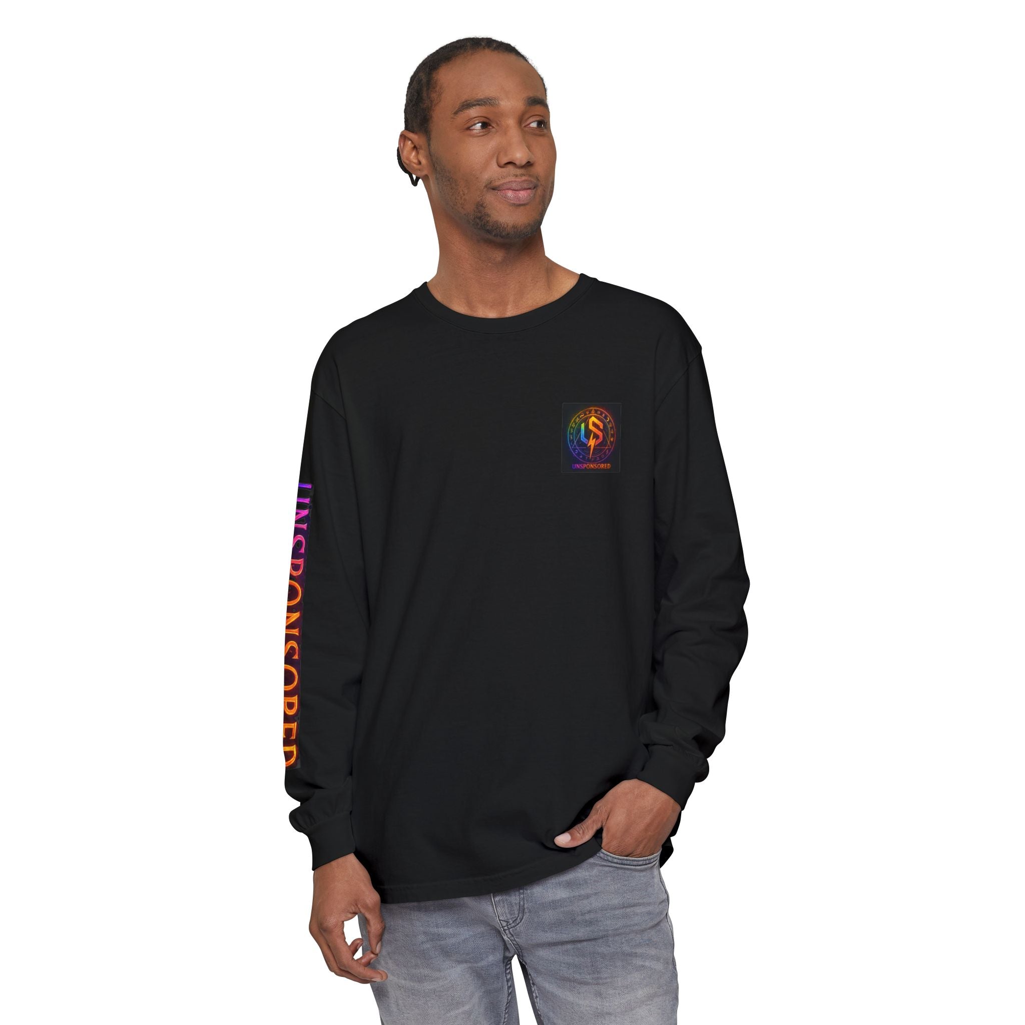 Unisponsored Logo Long Sleeve Tee — Rainbow Lightning Graphic