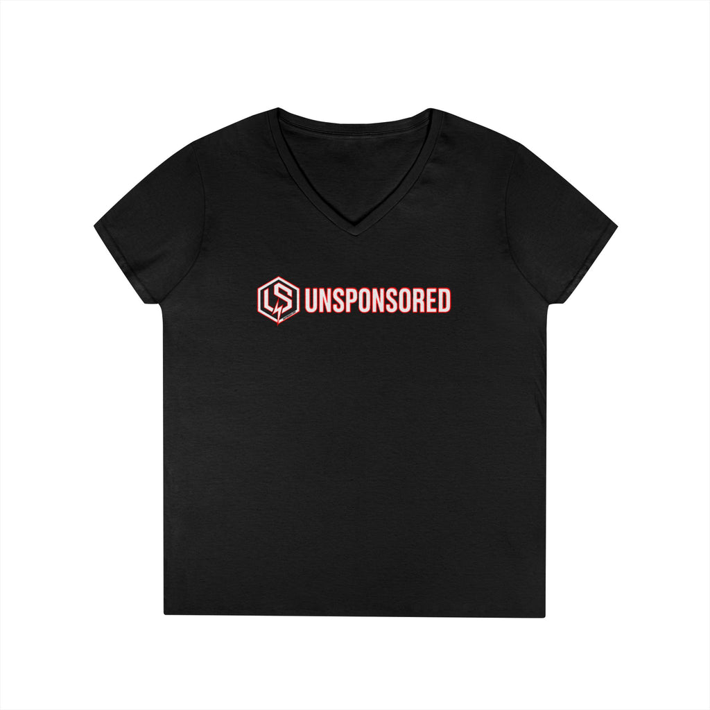 Unsponsored (Team Red) Logo V-Neck T-Shirt — Women’s Graphic Tee