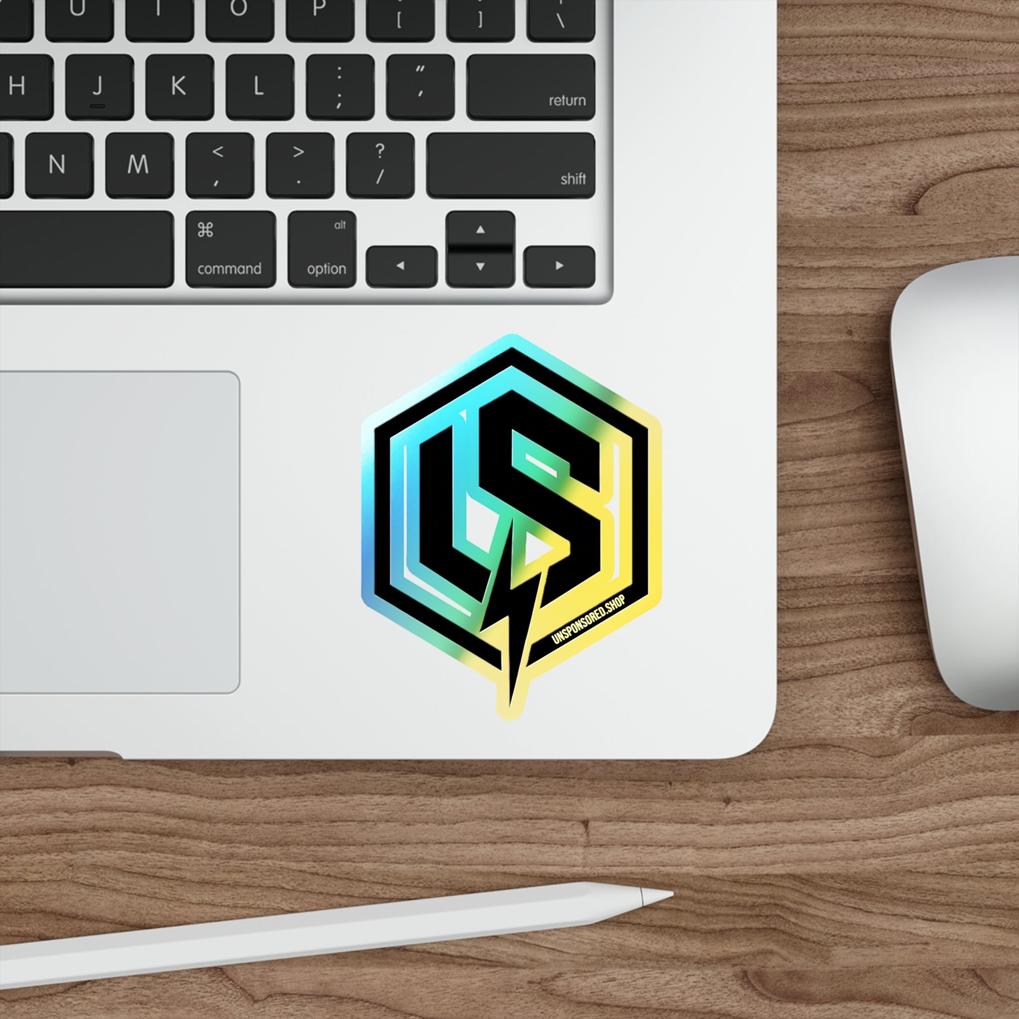 Holographic Die-Cut Logo Sticker — Iridescent LS Emblem for Skateboards & Laptops