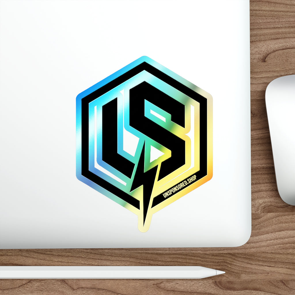 Holographic Die-Cut Logo Sticker — Iridescent LS Emblem for Skateboards & Laptops