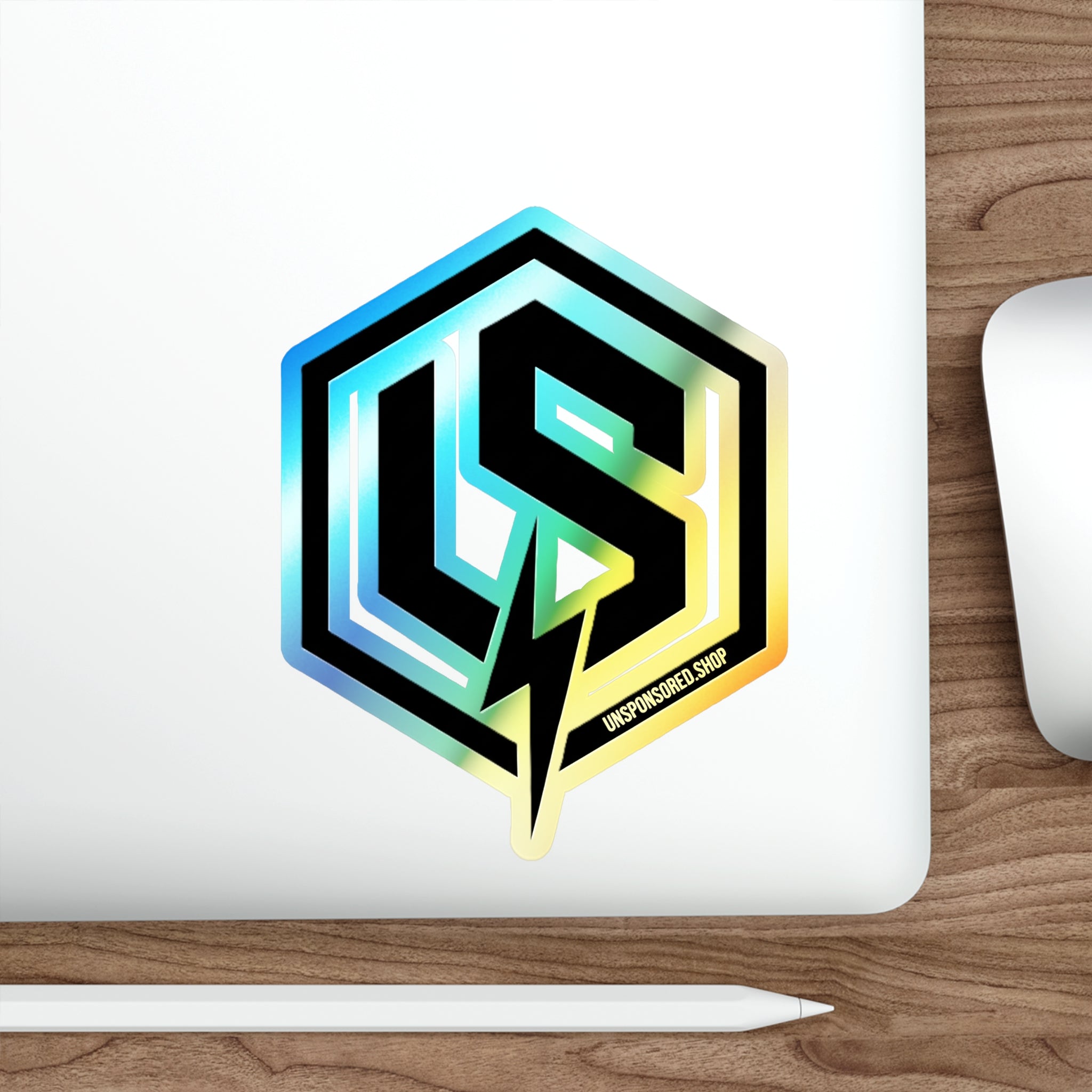 Holographic Die-Cut Logo Sticker — Iridescent LS Emblem for Skateboards & Laptops