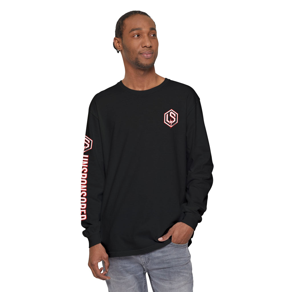 Unsponsored (Team Red) Logo Long Sleeve T-Shirt — Black Streetwear Graphic Tee
