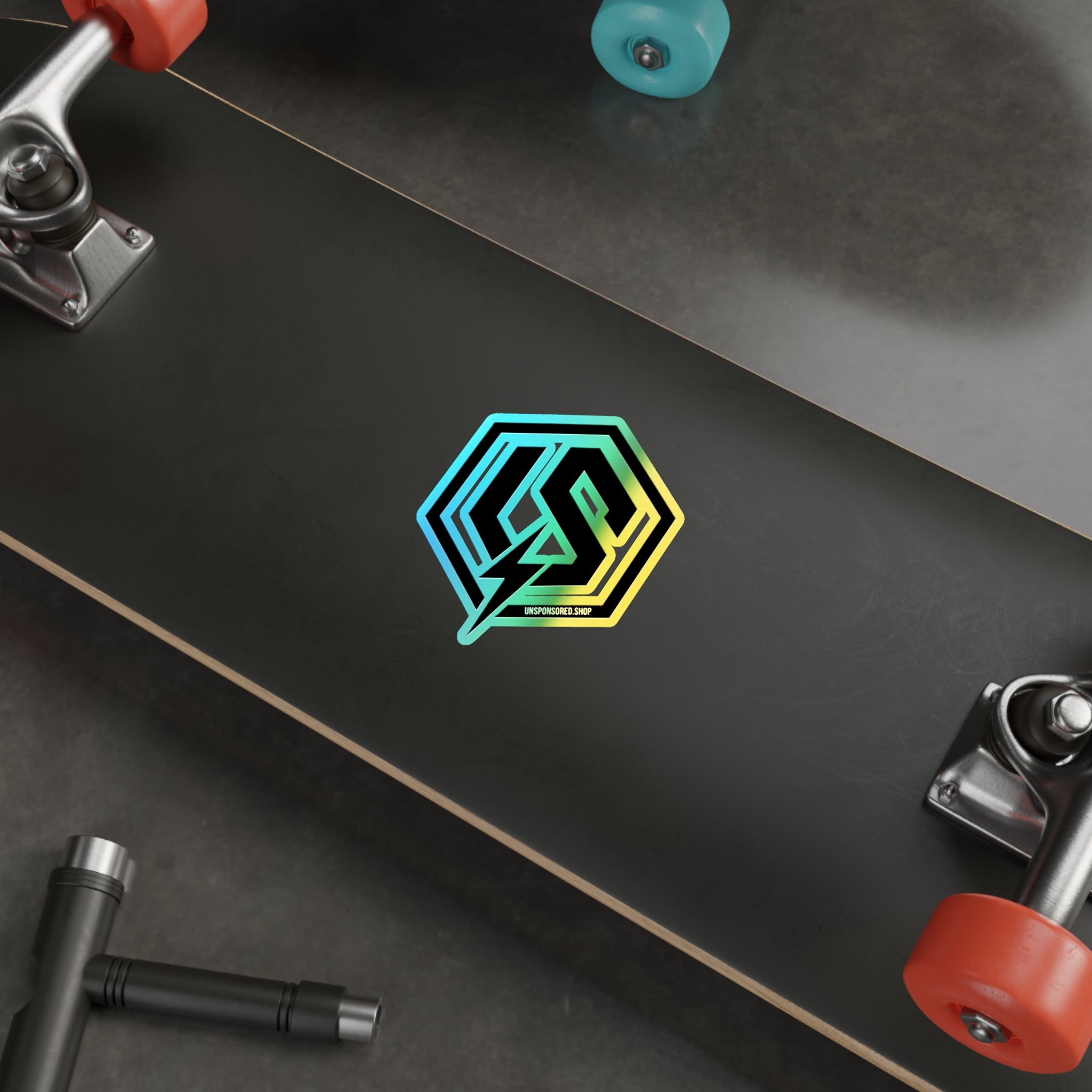 Holographic Die-Cut Logo Sticker — Iridescent LS Emblem for Skateboards & Laptops