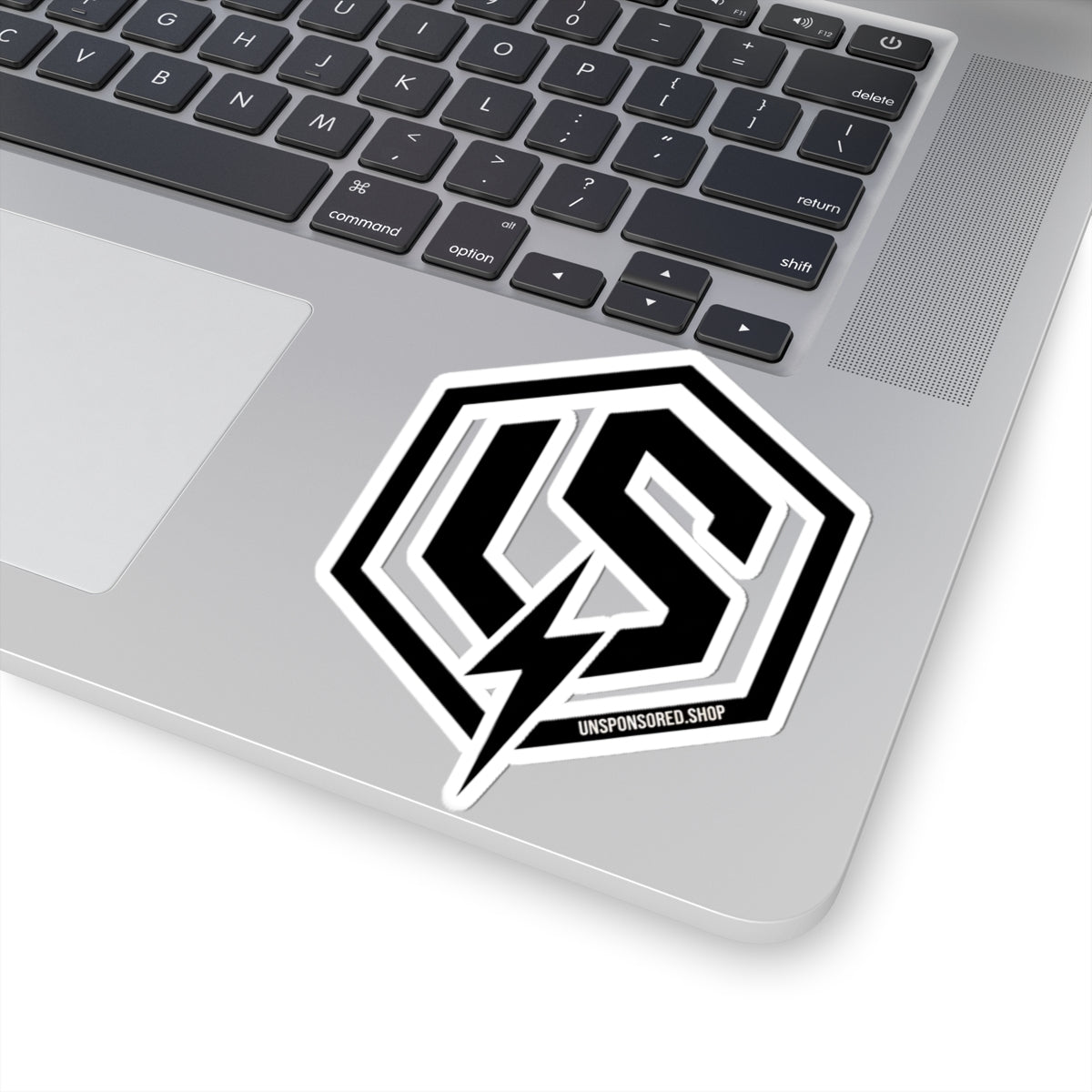 Hexagon LS Lightning Logo Sticker — Black & White Kiss-Cut Laptop Decal