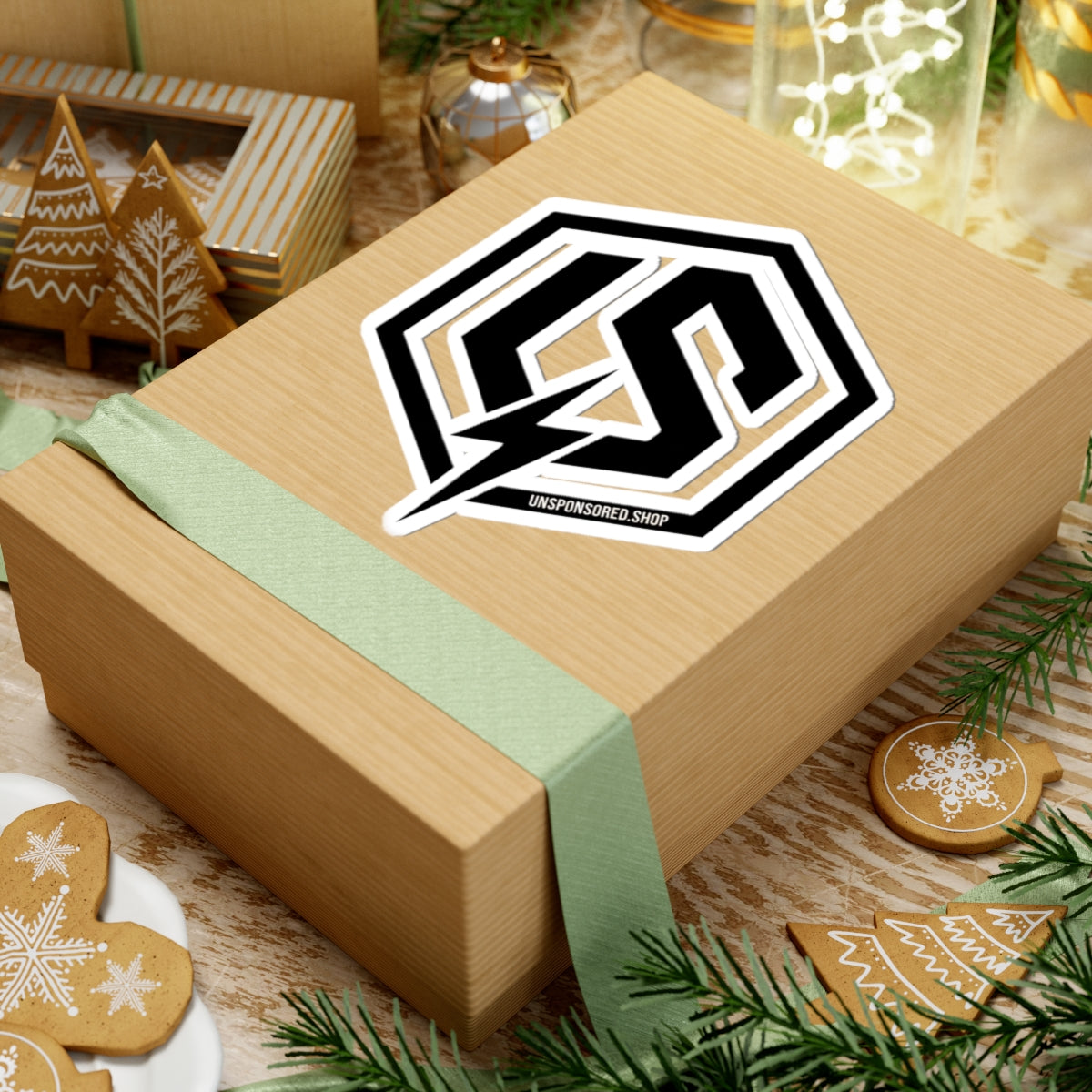 Hexagon LS Lightning Logo Sticker — Black & White Kiss-Cut Laptop Decal