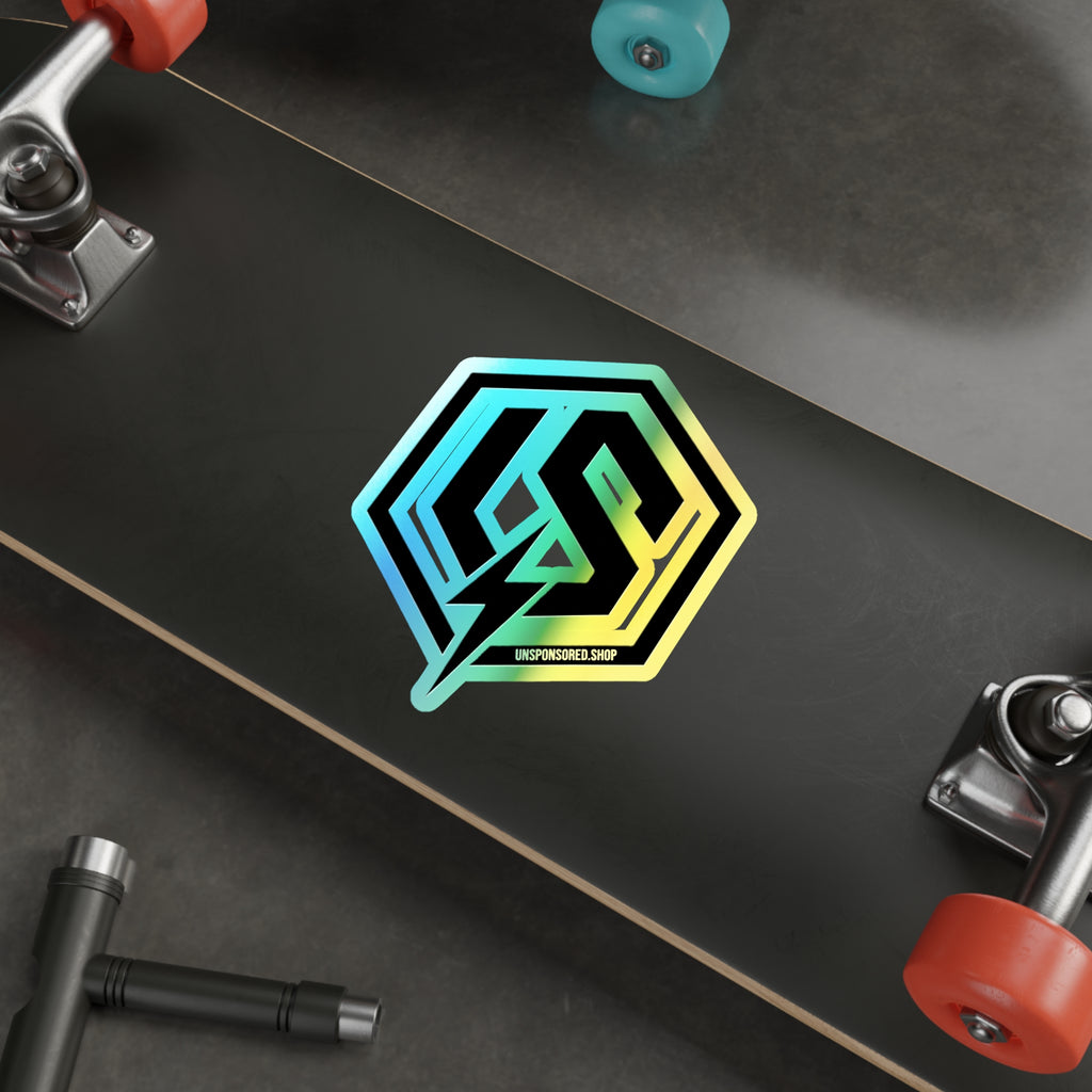 Holographic Die-Cut Logo Sticker — Iridescent LS Emblem for Skateboards & Laptops