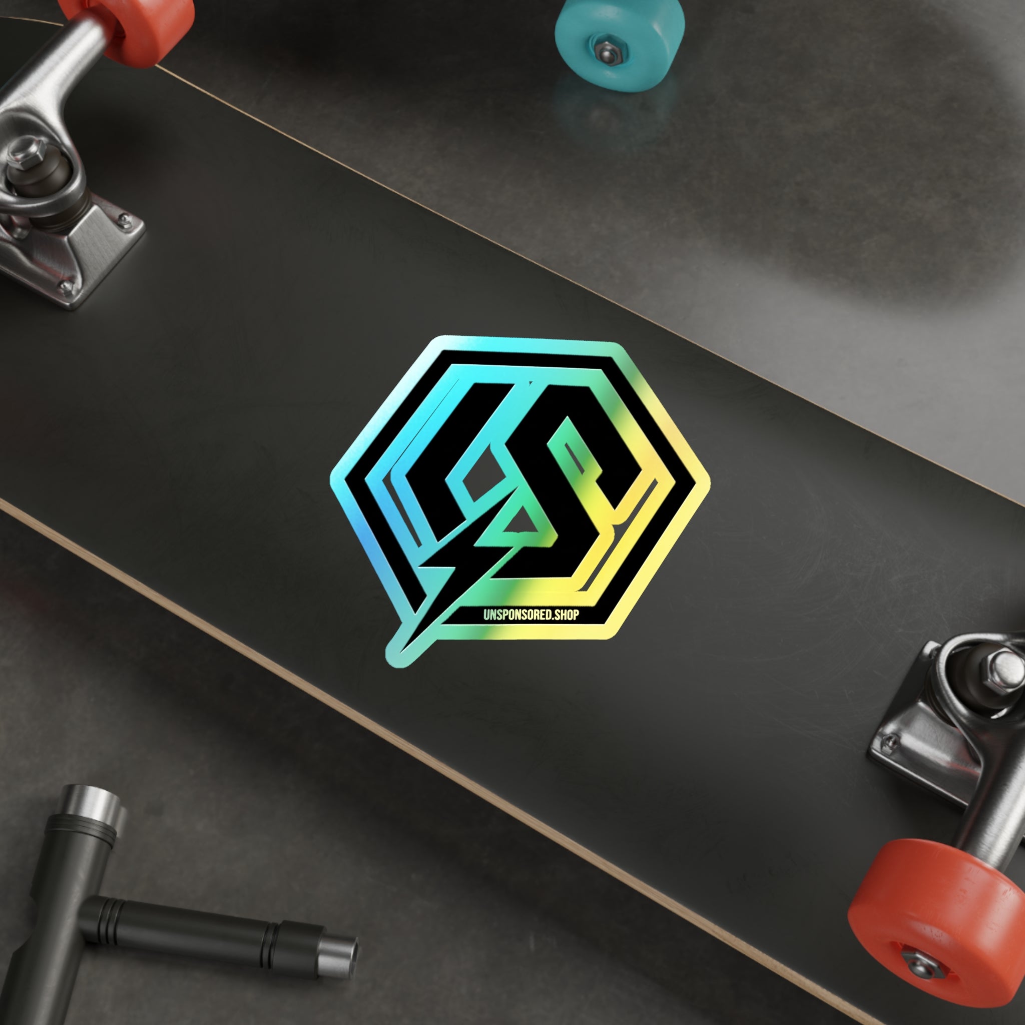Holographic Die-Cut Logo Sticker — Iridescent LS Emblem for Skateboards & Laptops