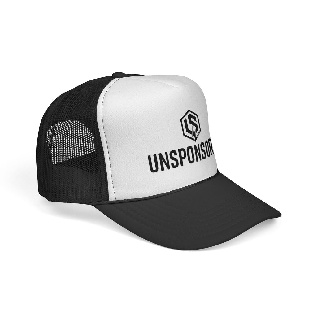 Unsponsored Logo Trucker Cap — Black & White Mesh Baseball Hat