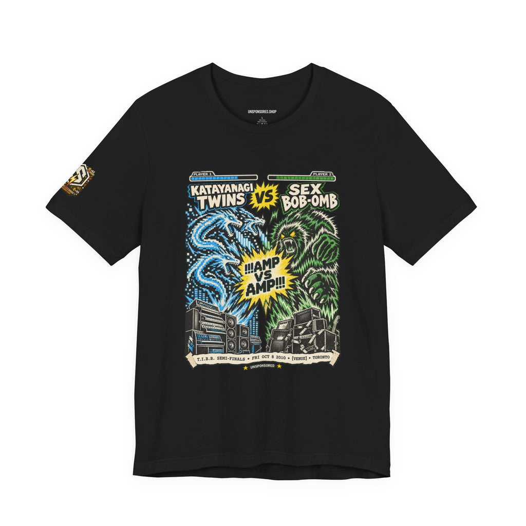 Unsponsored vs the World — Amp vs Amp Graphic Tee — front view