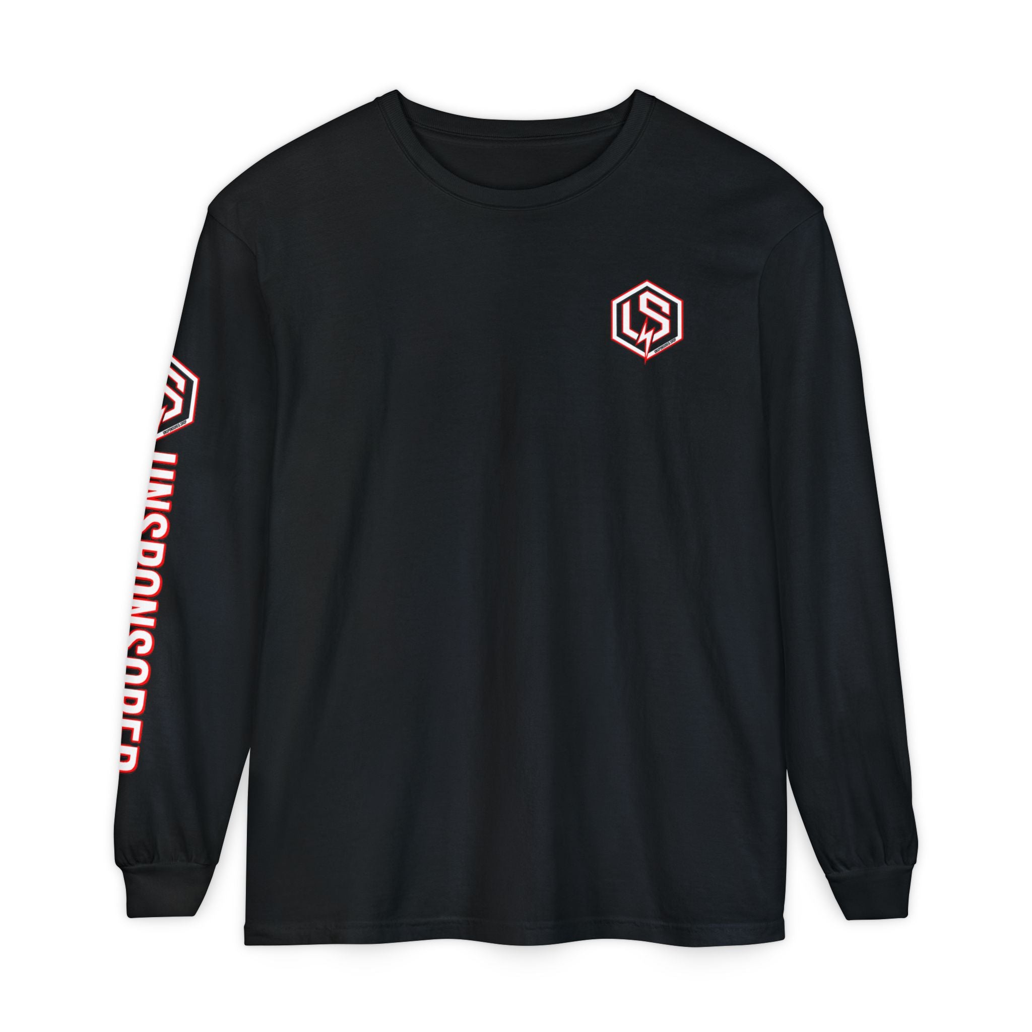 Unsponsored (Team Red) Logo Long Sleeve T-Shirt — Black Streetwear Graphic Tee