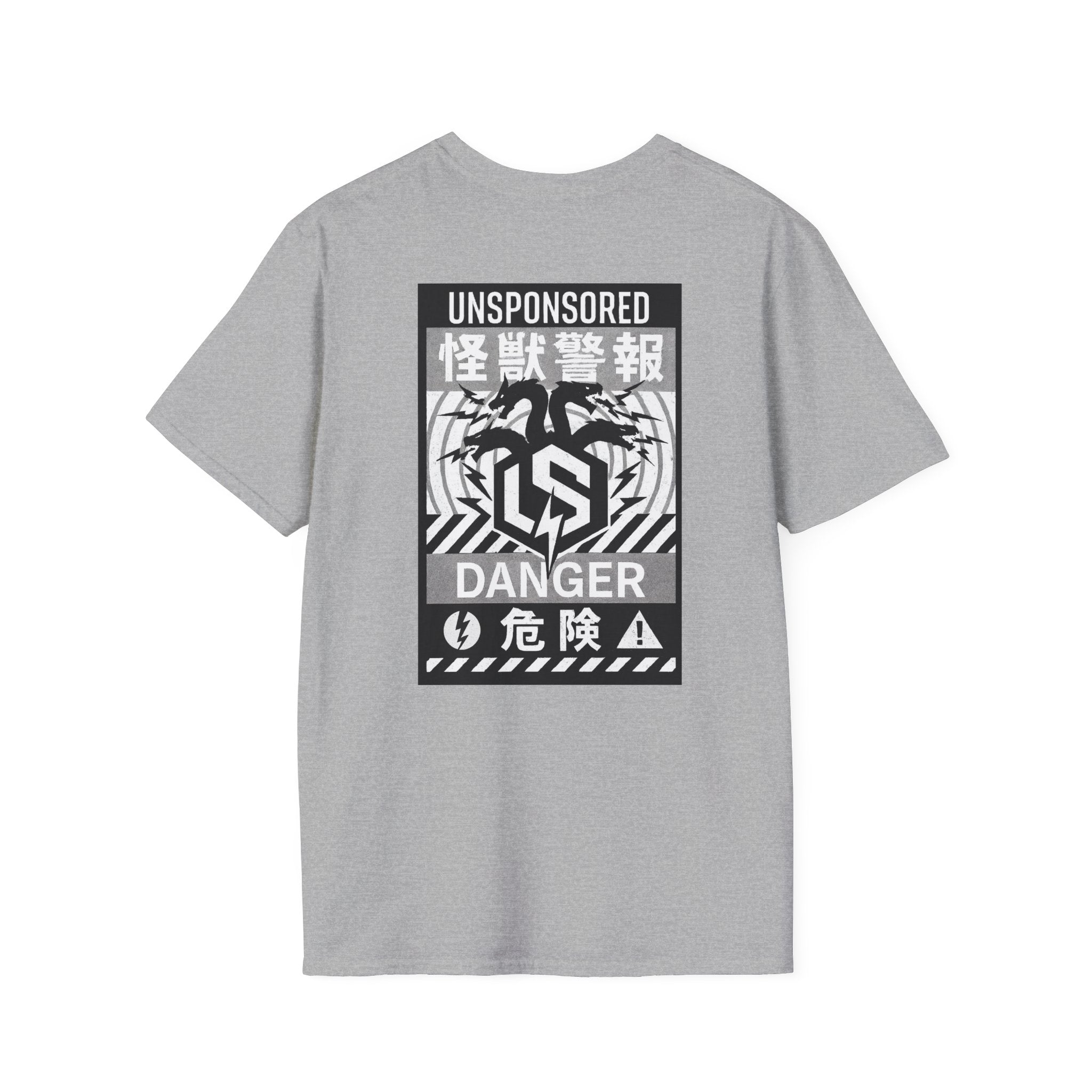 Hydra Kaiju Warning Graphic T-Shirt — "UNSPONSORED" Danger Japanese-Style Tee