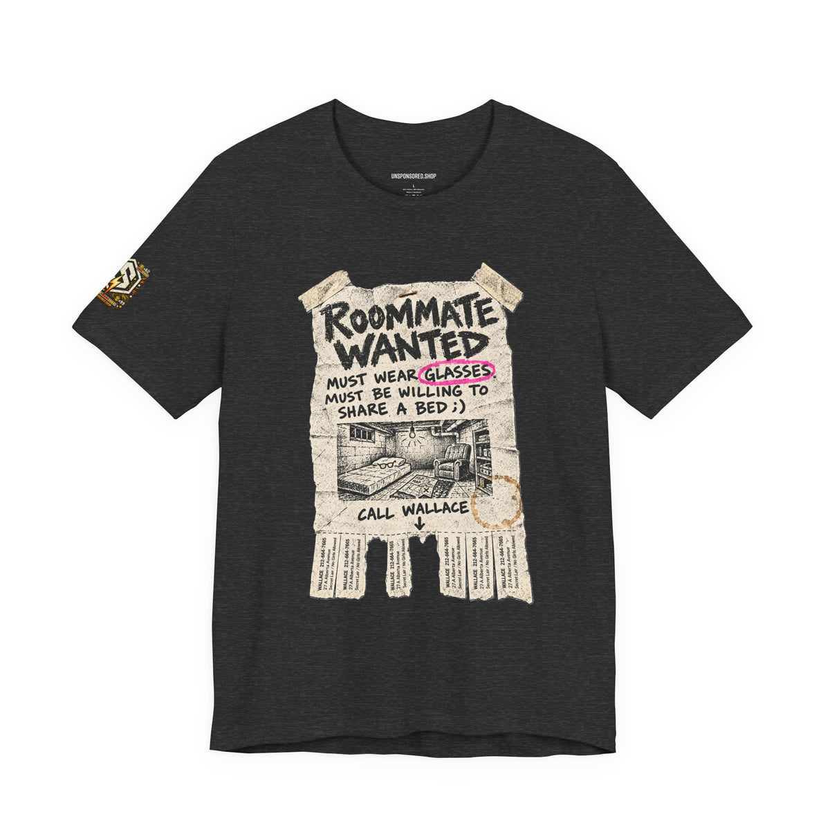Unsponsored vs the World — Roommate Wanted Graphic Tee — product photo 3