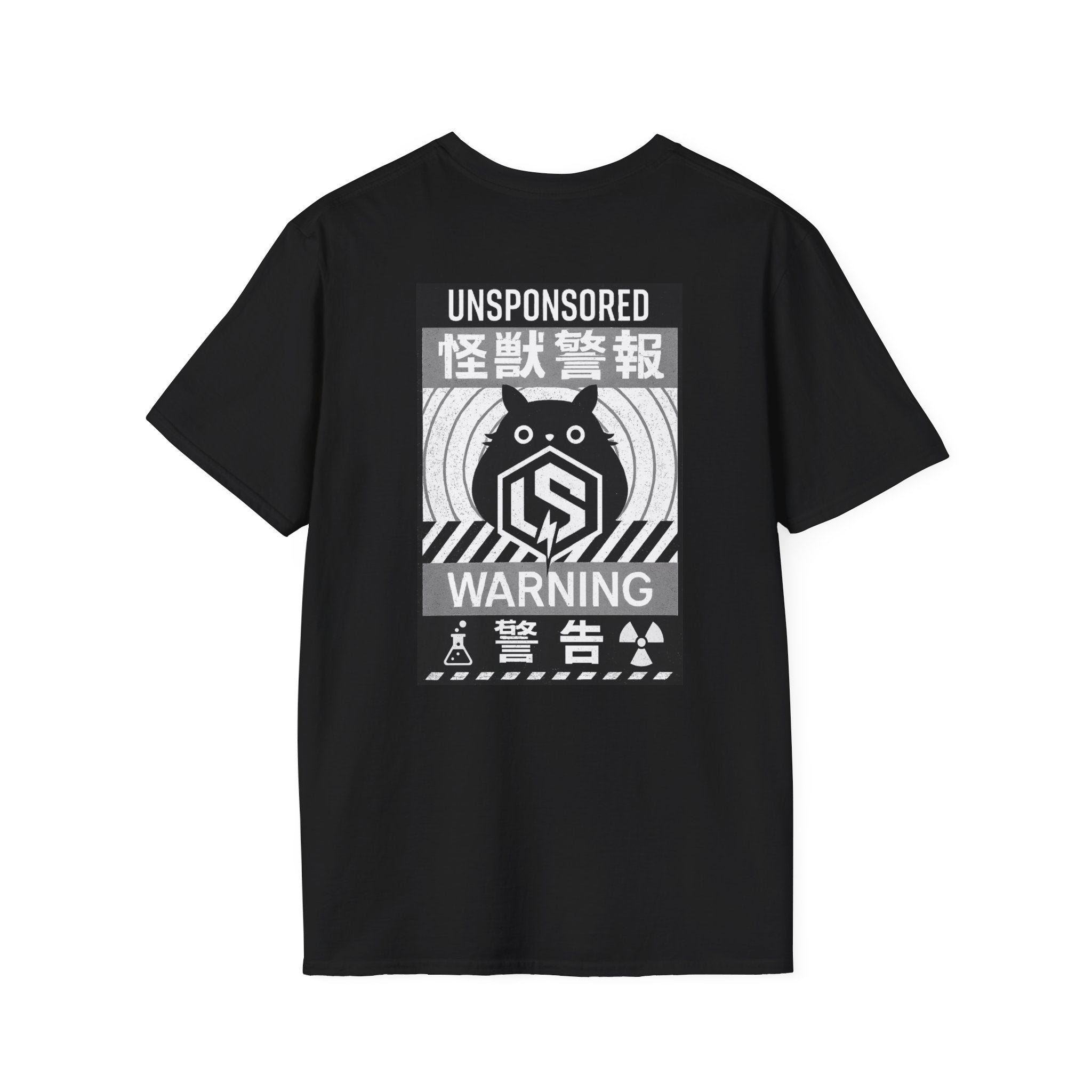 Tanuki Kaiju Warning T-Shirt — 'UNSPONSORED' Retro Monster Graphic Tee