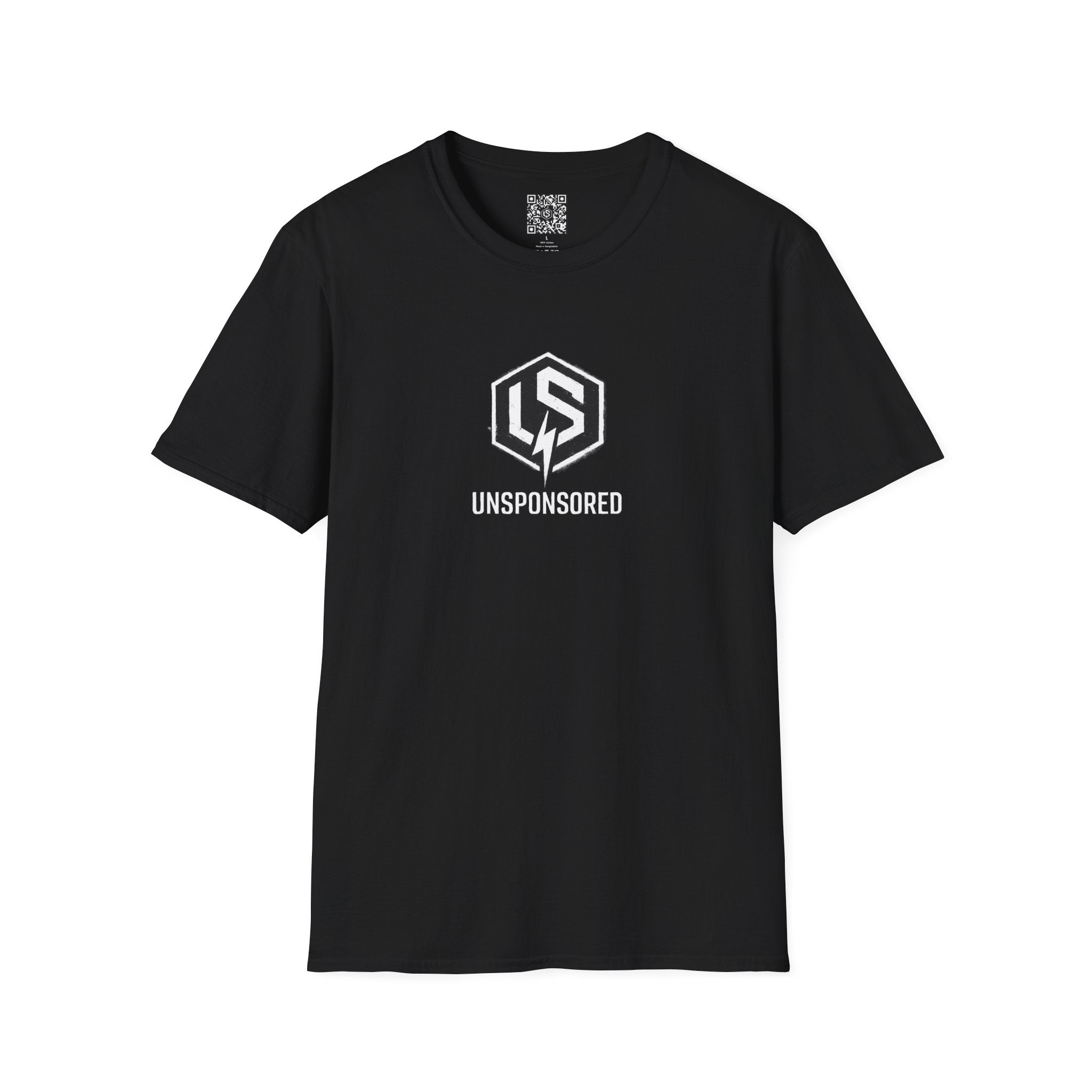 Unsponsored Stencil Tag Logo T‑Shirt — Bold Streetwear Tee