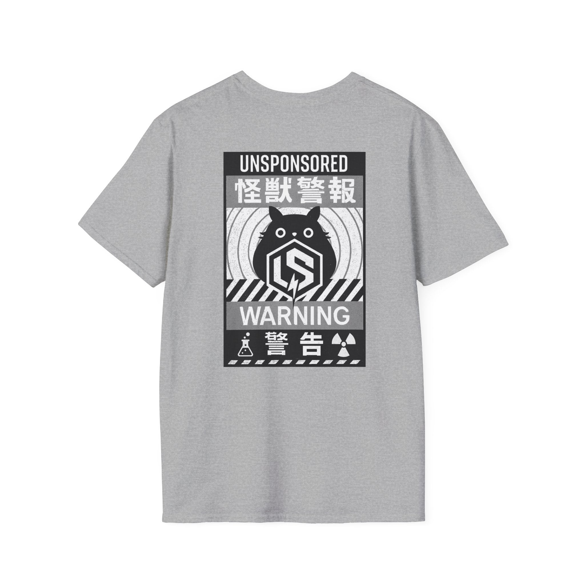 Tanuki Kaiju Warning T-Shirt — 'UNSPONSORED' Retro Monster Graphic Tee
