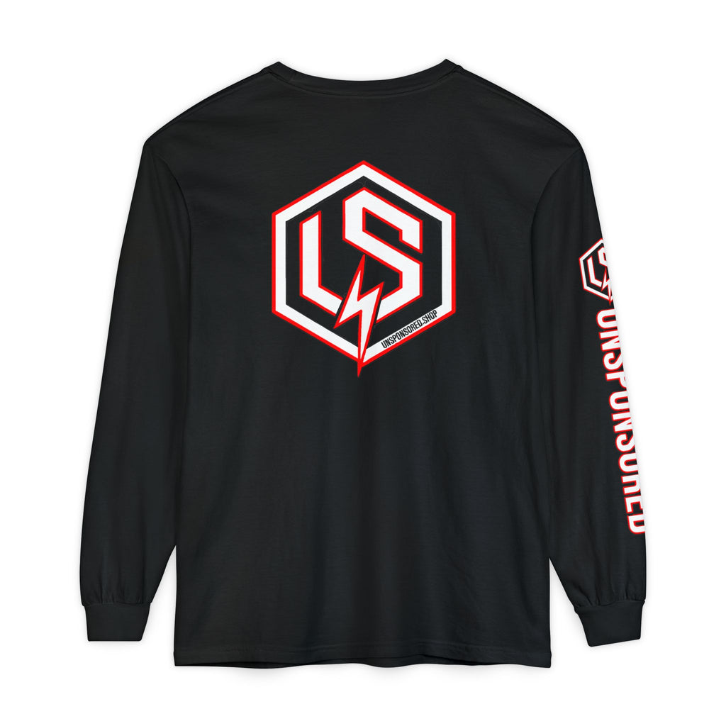 Unsponsored (Team Red) Logo Long Sleeve T-Shirt — Black Streetwear Graphic Tee