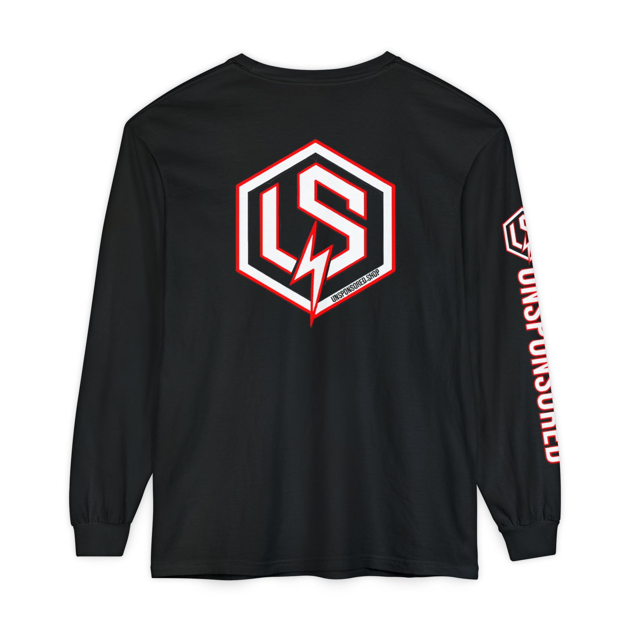 Unsponsored (Team Red) Logo Long Sleeve T-Shirt — Black Streetwear Graphic Tee
