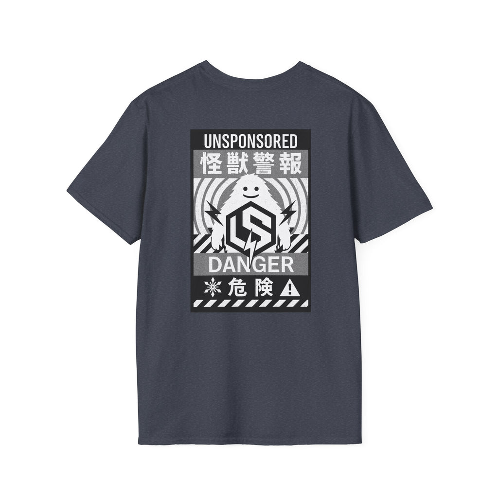 Abominable Kaiju Warning Graphic T-Shirt — “Unsponsored” Japanese-Inspired Danger Design