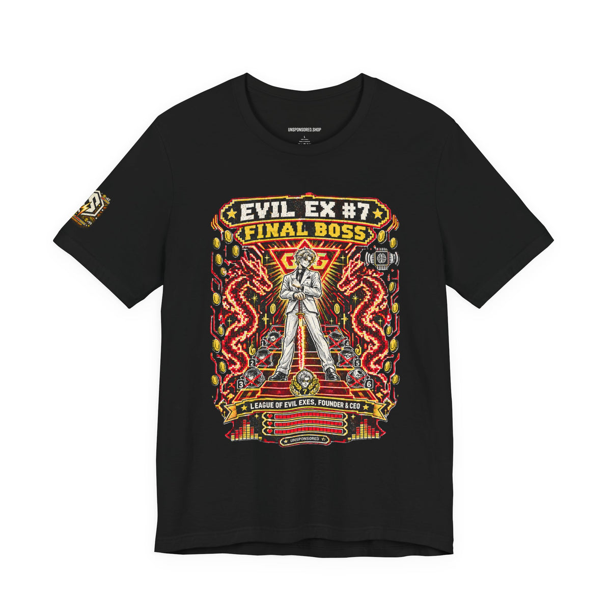 Unsponsored vs the World — Ex #7 Final Boss Graphic Tee — front view