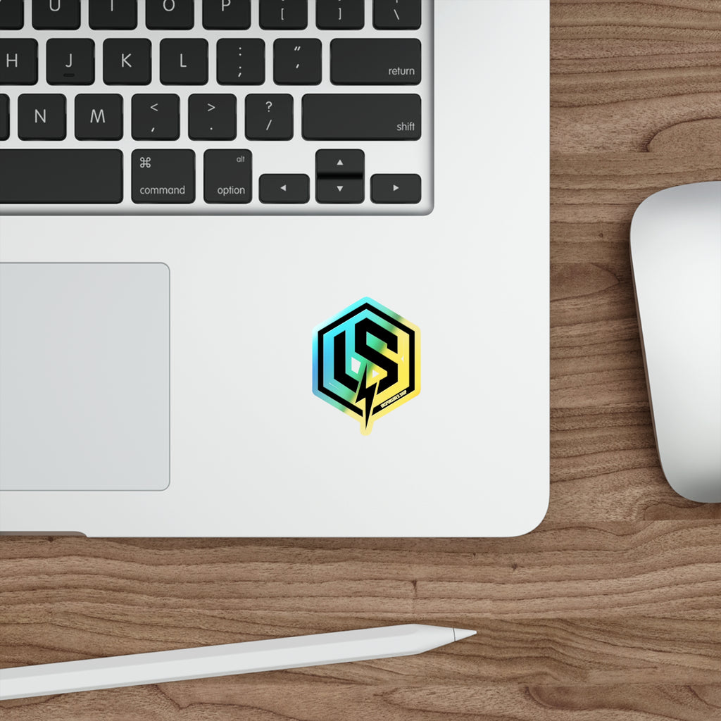 Holographic Die-Cut Logo Sticker — Iridescent LS Emblem for Skateboards & Laptops