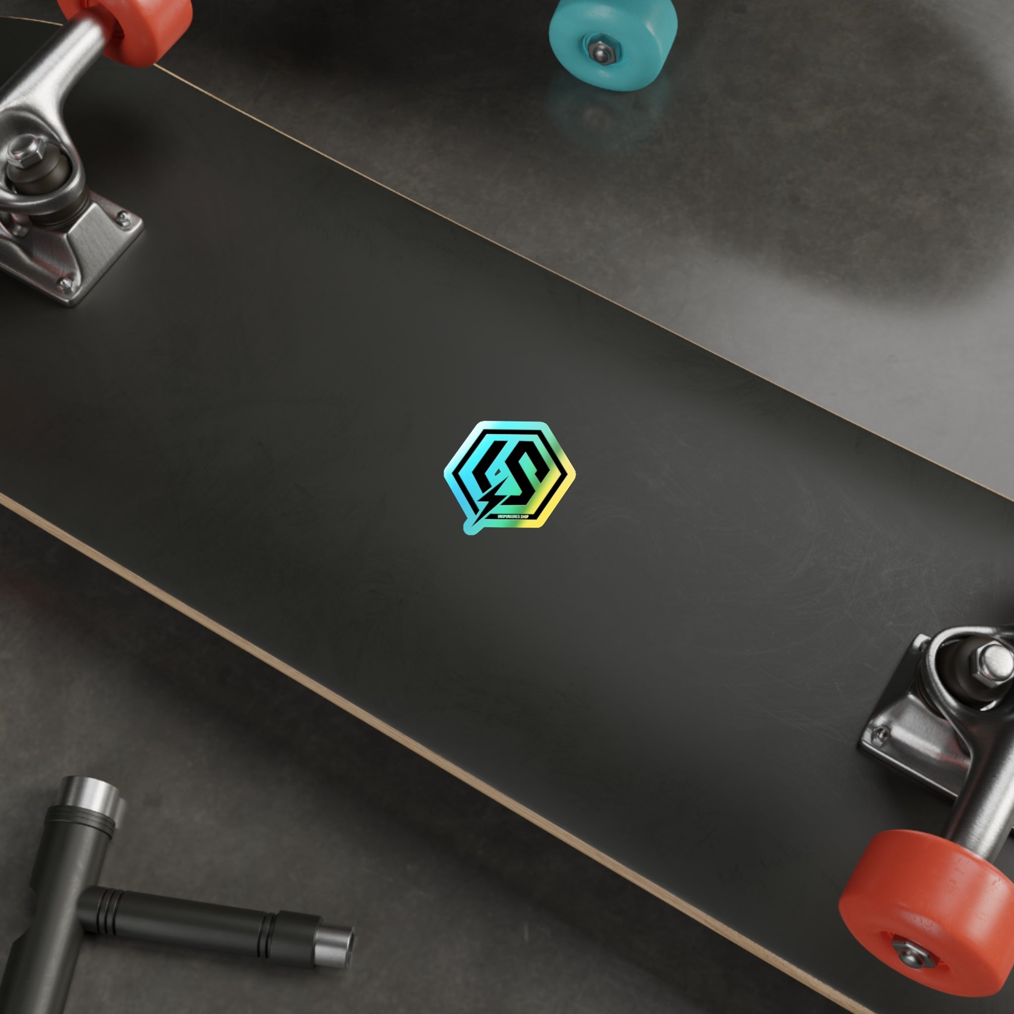 Holographic Die-Cut Logo Sticker — Iridescent LS Emblem for Skateboards & Laptops
