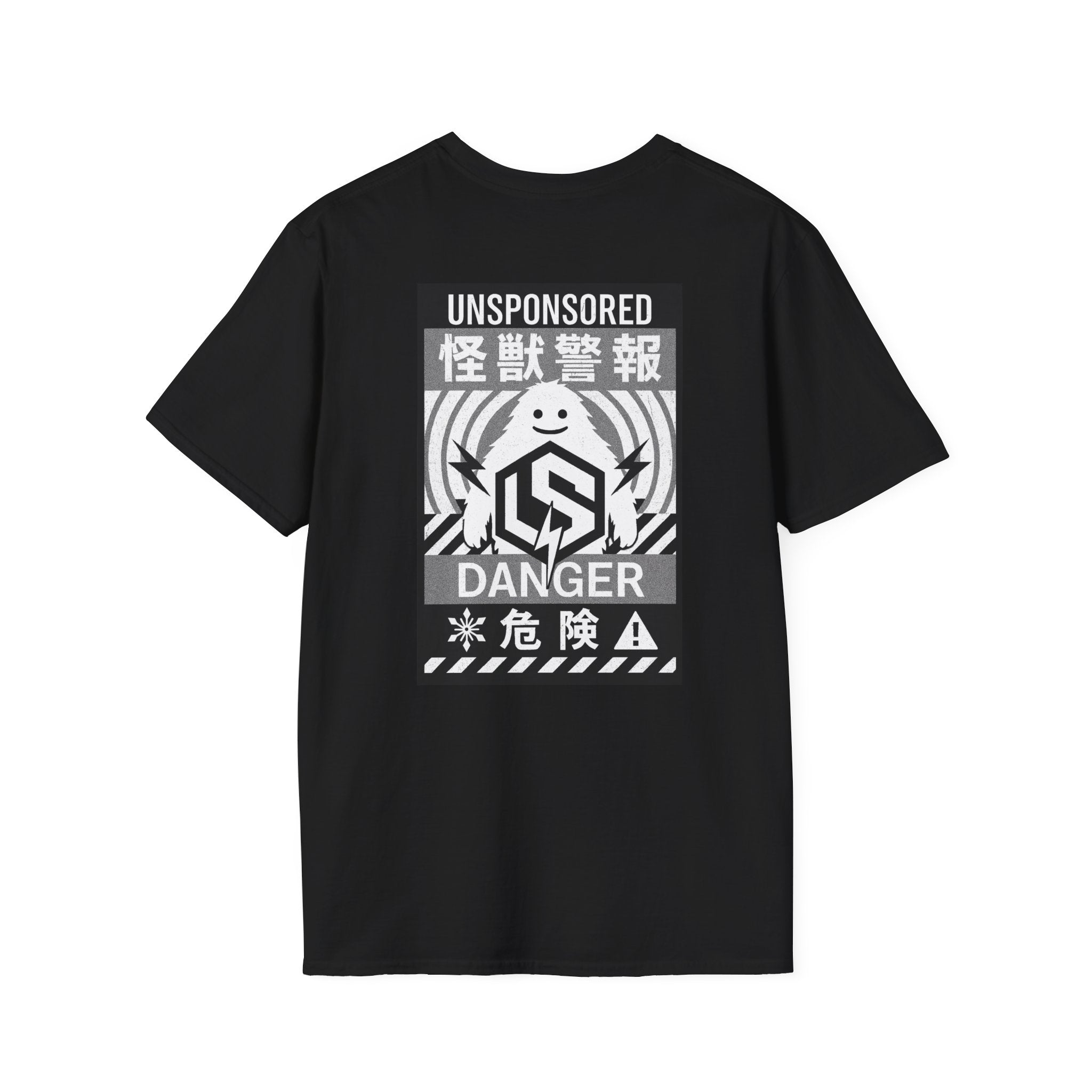 Abominable Kaiju Warning Graphic T-Shirt — “Unsponsored” Japanese-Inspired Danger Design
