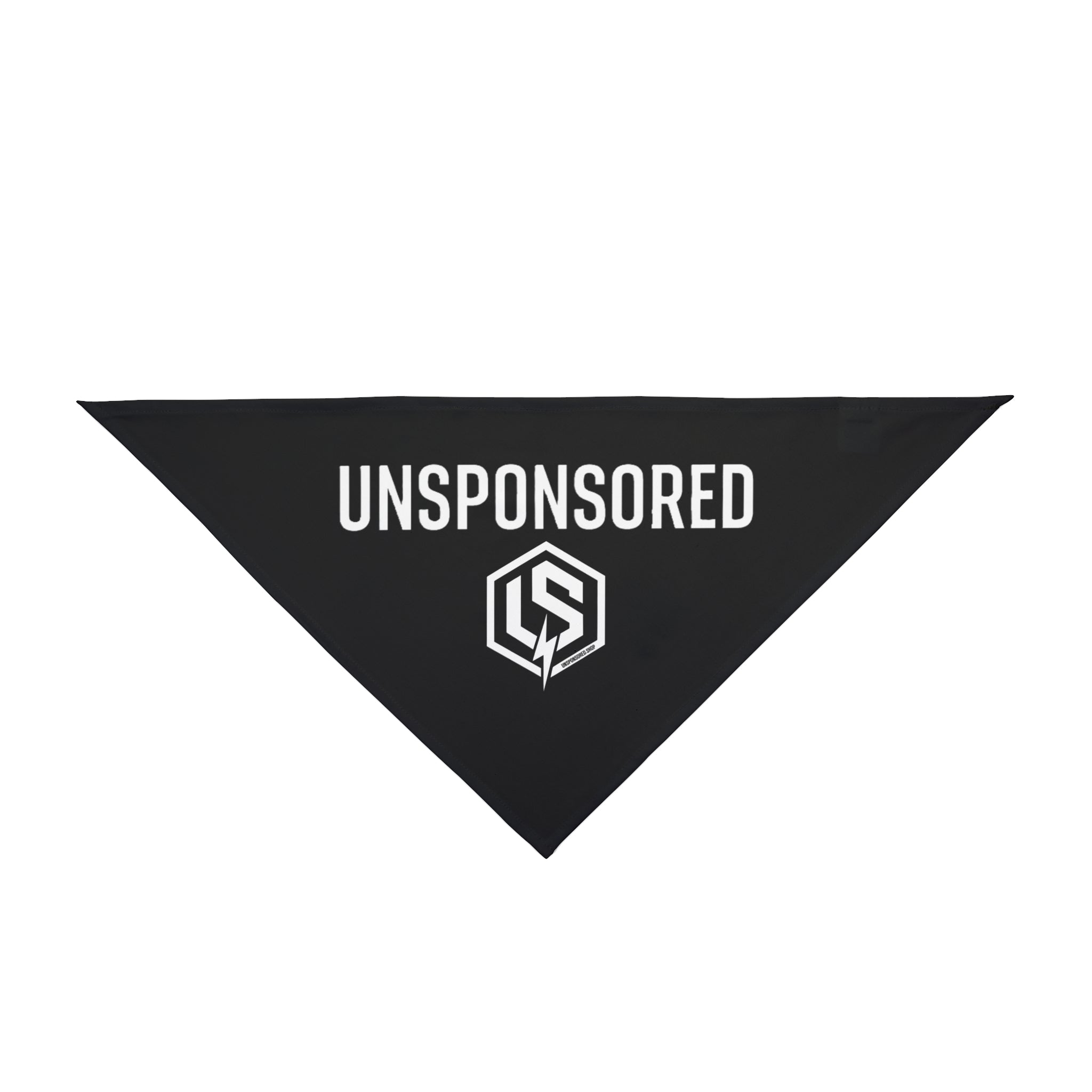 "UNSPONSORED" Black Pet Bandana — Bold Logo Dog & Cat Accessory