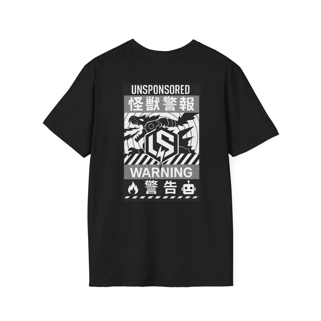 Mecha Lizard Kaiju Graphic T-Shirt — 'Unsponsored' Monster Warning Tee