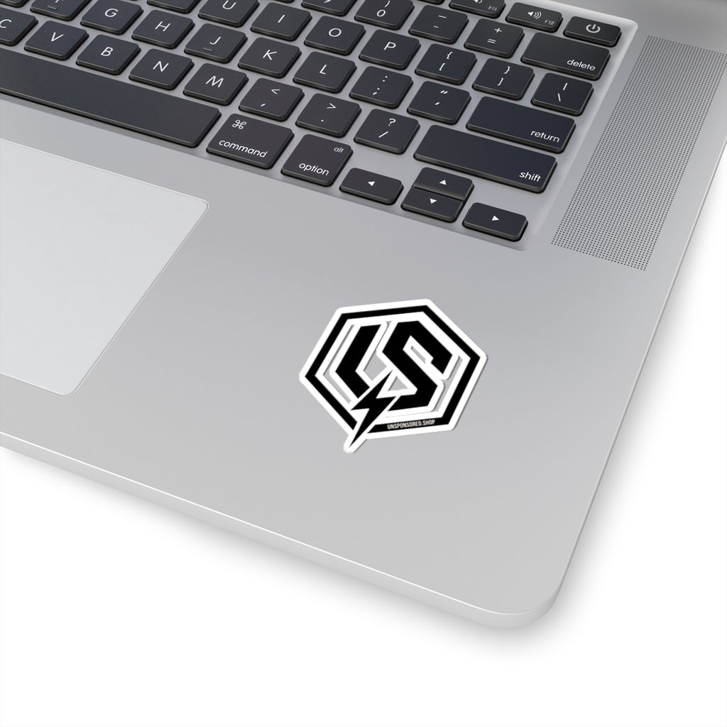 Hexagon LS Lightning Logo Sticker — Black & White Kiss-Cut Laptop Decal