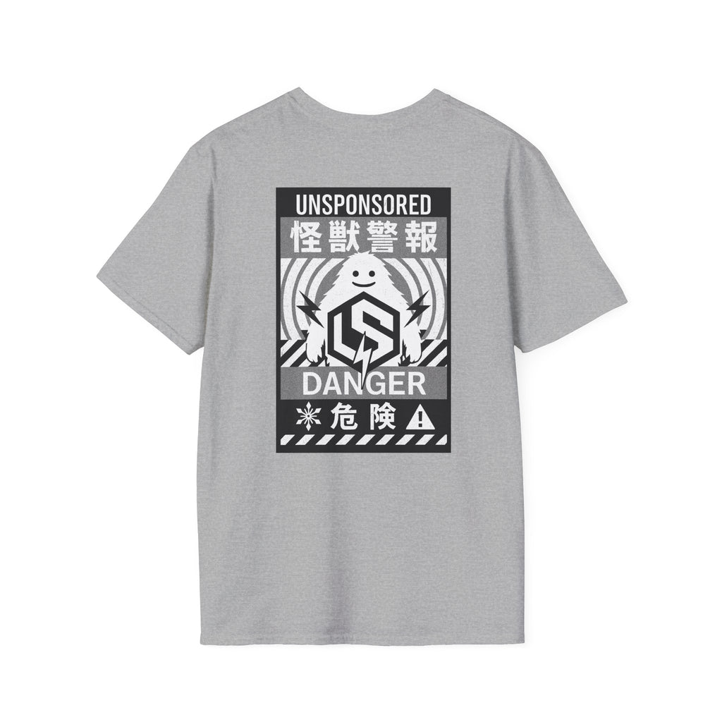 Abominable Kaiju Warning Graphic T-Shirt — “Unsponsored” Japanese-Inspired Danger Design