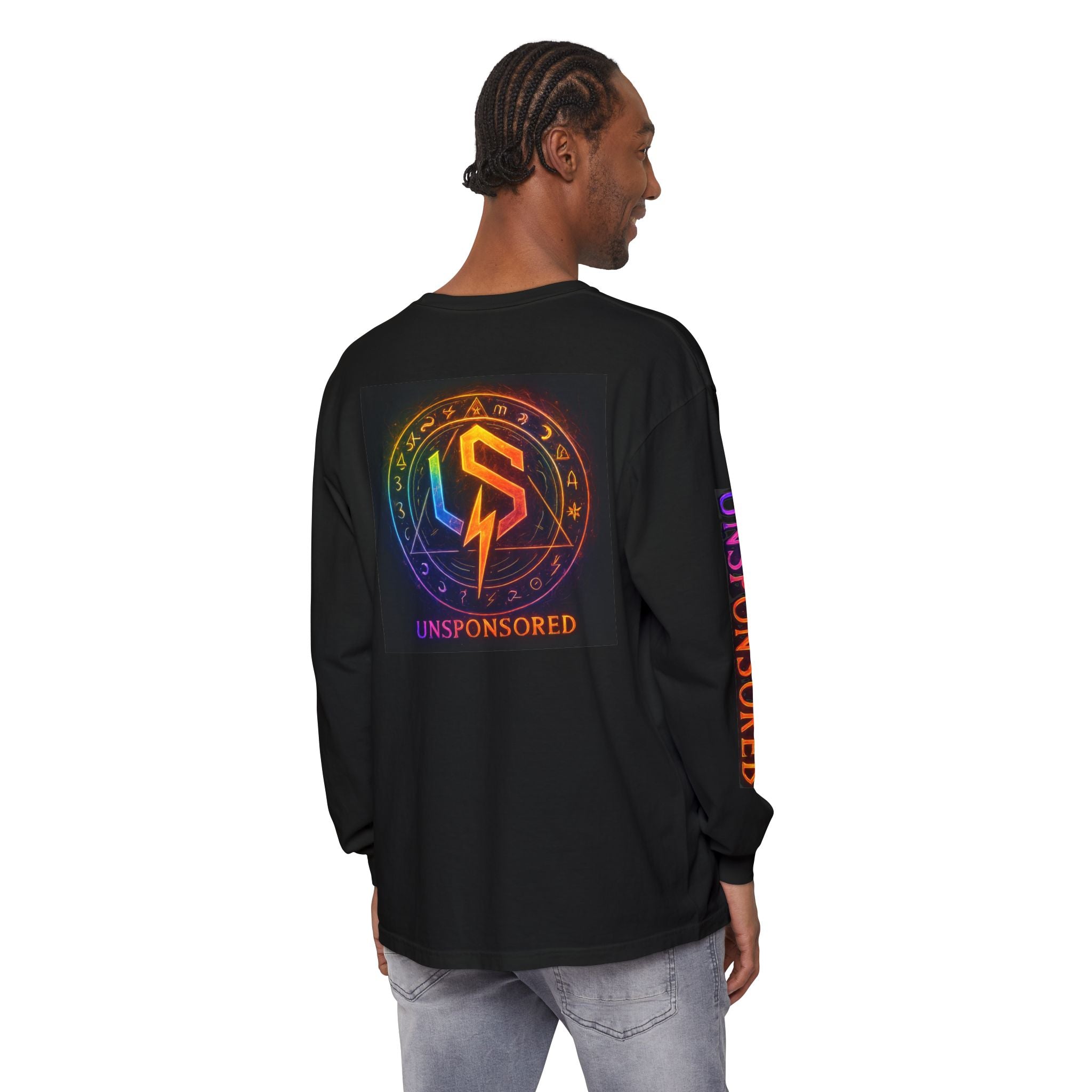 Unisponsored Logo Long Sleeve Tee — Rainbow Lightning Graphic