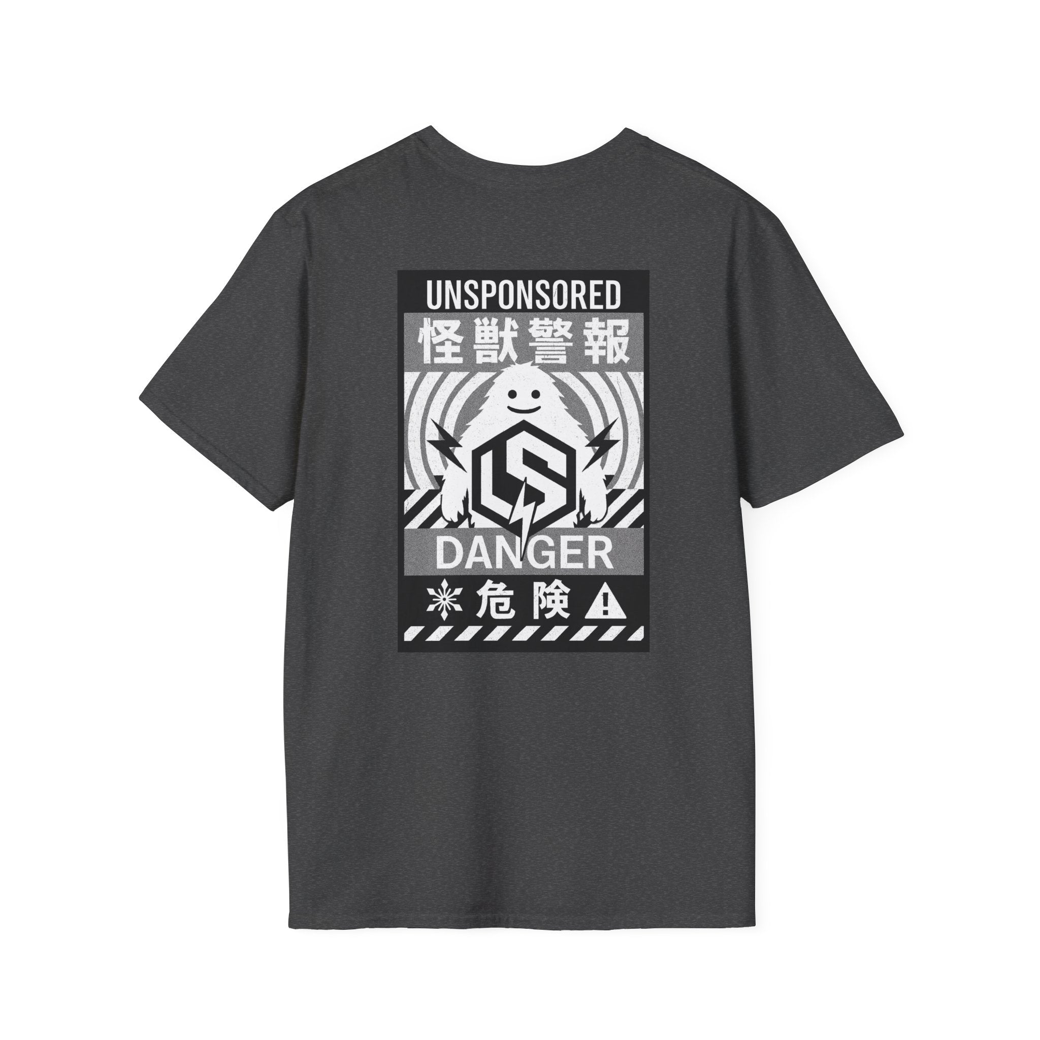 Abominable Kaiju Warning Graphic T-Shirt — “Unsponsored” Japanese-Inspired Danger Design